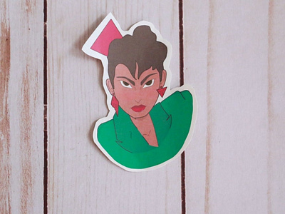 Patrick Nagel 1980s Inspired Fashion Girl Portrait Sticker