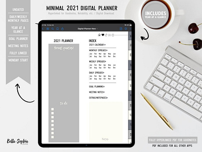 2021 Minimal Digital Planner for Goodnotes affinity designer bullet journal design graphic design planner product design