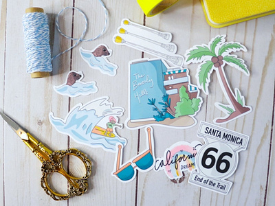 California Los Angeles Inspired die-cut Sticker Pack