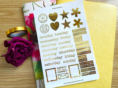 Kiss Cut Mail Inspired Metallic Sticker Design bullet journal design graphic design planner product design