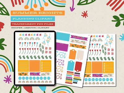 Summer Brights Digital Planning Clip Art bullet journal design graphic design illustration planner product design