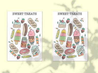 Summer Kawaii Inspired Sweet Treats Print art print design graphic design illustration print product design surface pattern design