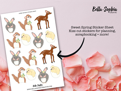 Sweet Spring Animals Sticker Sheet - Planner Stickers