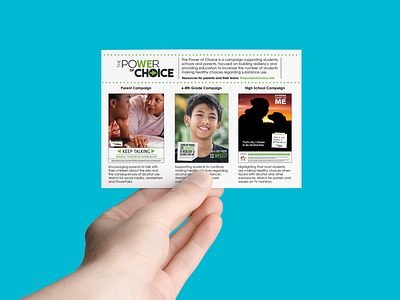 Power of Choice Promotional Post Card communications campaign design graphic design indesign non profit