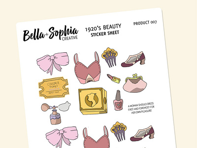 1920's Beauty Sticker Sheet design graphic design illustration planner product design surface pattern design