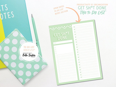 Get Sh*t Done - The To Do List bullet journal design graphic design indesign planner printable product design