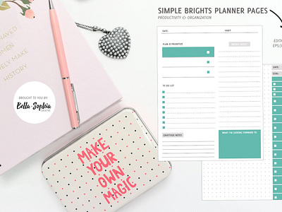 Simple Brights Bullet Journal Planner Pages