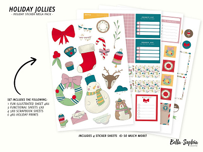 Holiday Sticker Mega Pack (Digital & Physical) bullet journal design graphic design illustration planner product design surface pattern design