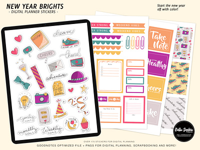 New Year Brights Digital Sticker Pack for Goodnotes