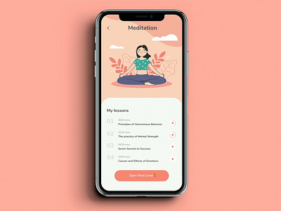 Meditation App animation app ios meditation meditation app mobile design ui yoga app