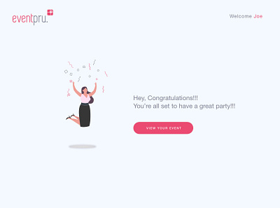 congratulations screen celebration congratulations female character illustration joy jumping task completed webdesign website concept