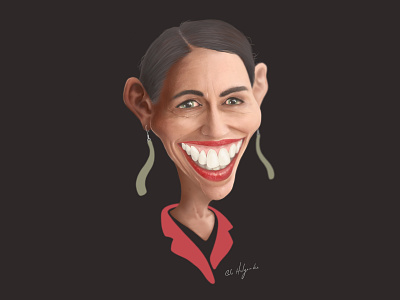 NZ Prime Minister Jacinda Ardern caricature character graphic design illustration kiwiana new zealand photoshop wacom