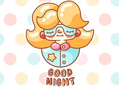 Sweet dreams my good friend blond character child colorful cute design dream eye mask eyelashes good night illustraion pajamas ruddy sleep sweet vector