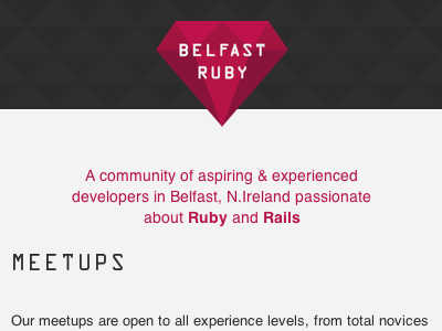 Belfast Ruby Website belfast brand identity labs logo mobile rails red responsive ruby rumble site web
