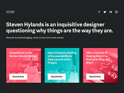 shylands.com blog designer homepage landing page personal redesign site ui web design website