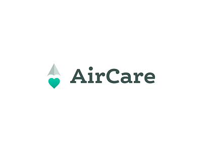 AirCare branding airplane brand environment flight flying heart icon identity logo paper airplane