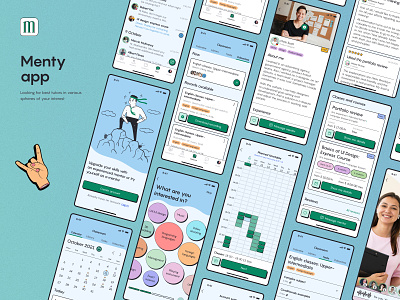 Menty - Mobile App Design Concept (light) app application design education figma mobile app retro ui ux