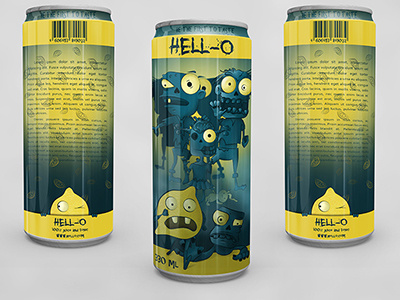 Hell-o can design illustration packing