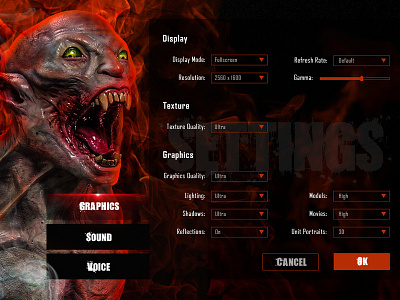 Day 007 of UI Challenge 100 daily ui design horror photoshop settings page ui ux webdesign