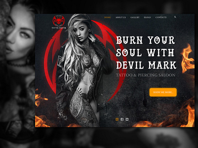 Tattoo saloon 100 daily ui design figma photoshop tattoo tattoo art ux webdesign website