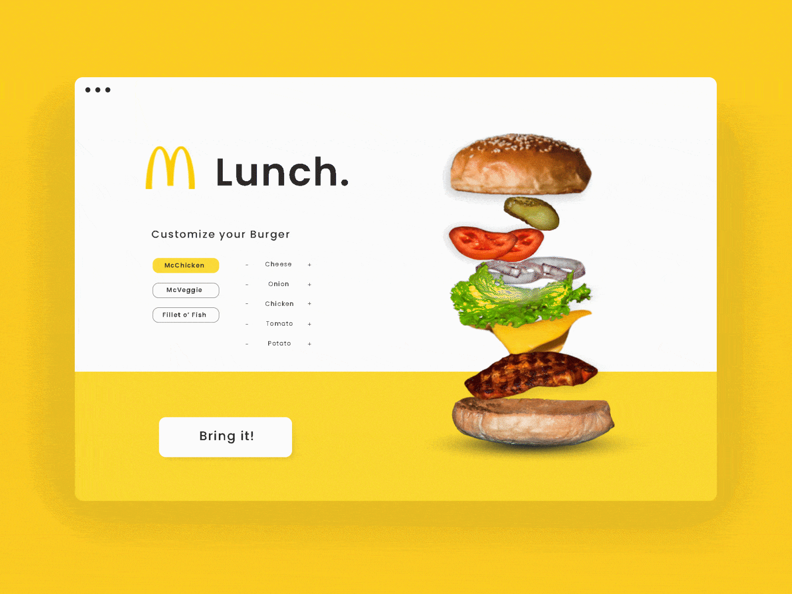 Mc D Lunch | UX accessibility burger customization food interaction design interval intuitive lander lunch macbook mcdonalds meal order product design production ui usability user experience ux web