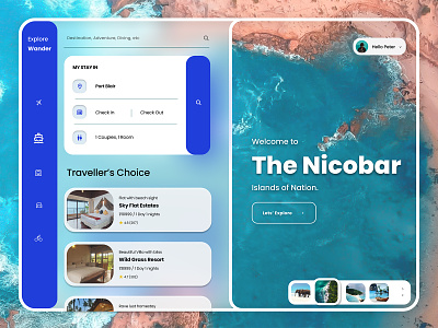 Explore Wander Planner adventure beach cool explore figma holiday interaction isalnd travel trippy ui webdesign