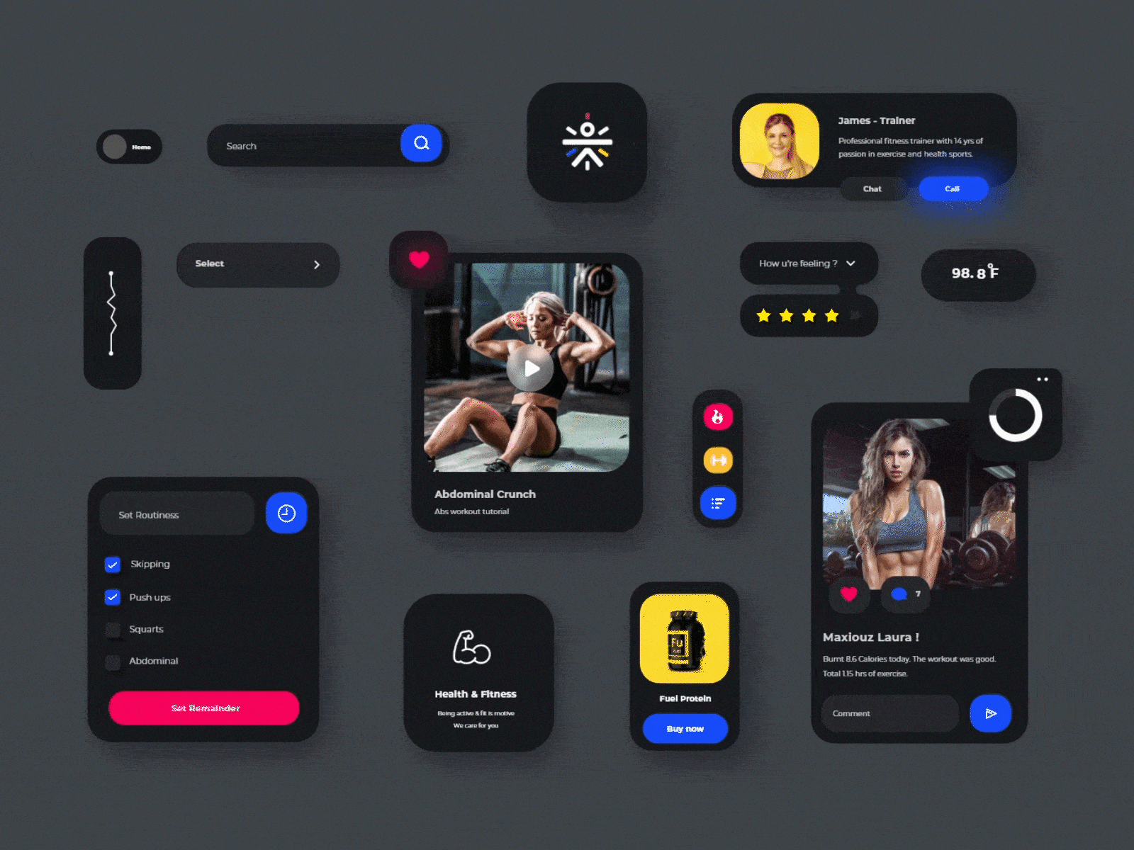 Fitness UI action activity adobe xd animated gif dribbble figma fitness app health inspiration interaction microinteraction mobile motion prototype tracker ui ui design uiux ux workout