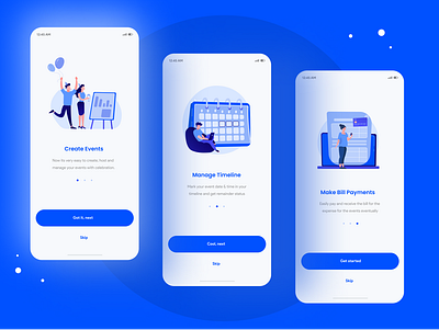 Onboarding screen for Event Management App billing cool event event management manage onboarding onboarding illustration onboarding ui ux flow