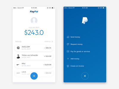 PayPal App Redesign app balance ios iphone minimal mobile pay payment paypal redesign ui ux