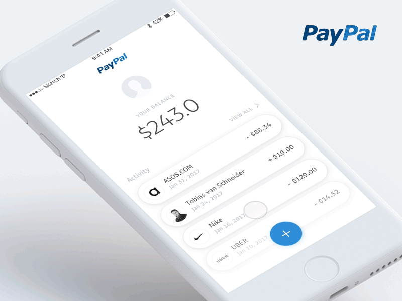 Paypal Mobile UI/UX animation app gif interaction ios iphone mobile motion payment paypal principle ui