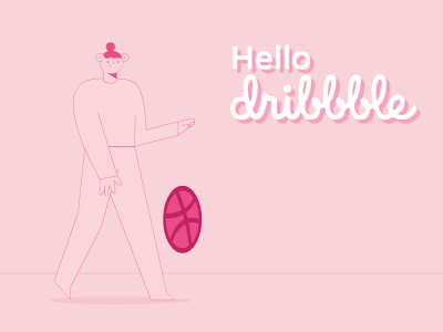 Hello Dribbble ! animation debut design first shot flat hello dribbble illustration pink vector