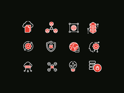 Custom Technology Icons ai data design icon iconography icons icons design icons set iconset product design productdesign tech technology ui