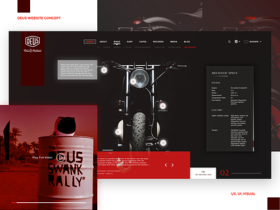 DEUS WEBSITE CONCEPT bike website concept page dark layout deus landing page ui ui elements ui kit ux web design website proposal