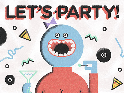 LET'S PARTY! 2d colin hesterly illustration illustrator not to scale party invite photoshop print