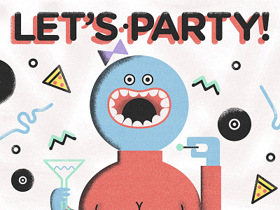 LET'S PARTY! 2d colin hesterly illustration illustrator not to scale party invite photoshop print