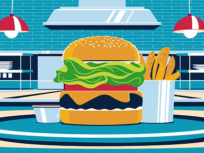 Amex Burger 2d 2d animation 3d 3d animation amex amex japan burger colin hesterly food fun times illustration illustrator