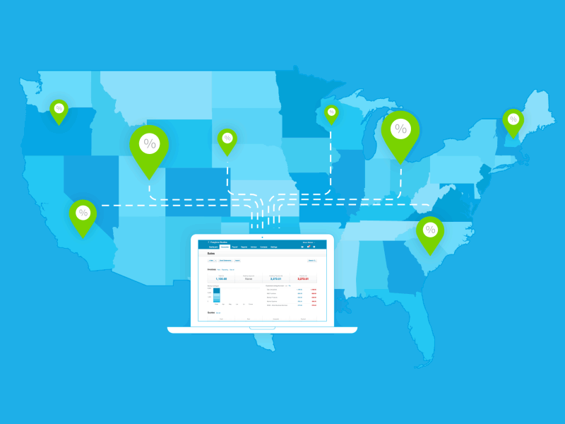 Xero + Avalara accounting flow gif map sales tax usa xero