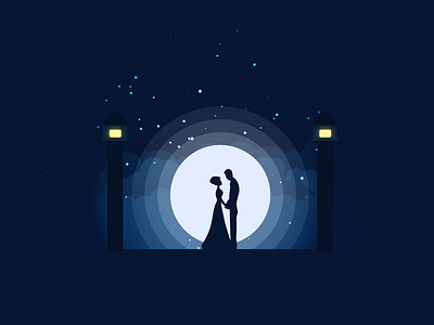 Couple in Moonlight artwork character couplegoals design illustration illustrator moon moonlight night silhouette valentine