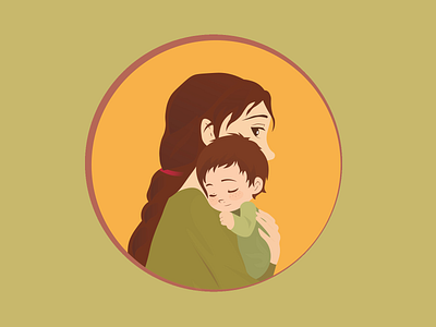 Mother 2d artwork character child design illustration love mother portrait vector