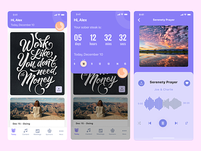 AABook app - motivation and recovery book daily inspiration figma listening mobile app design mobile ui design motivation app music sketchapp ui design uiuxdesign