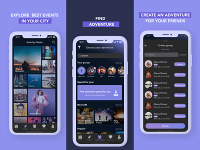 AdventFinder - mobile app design app store app ui event app figma finder app iosapp meeting app mobile app design mobile ui ui uiuxdesign
