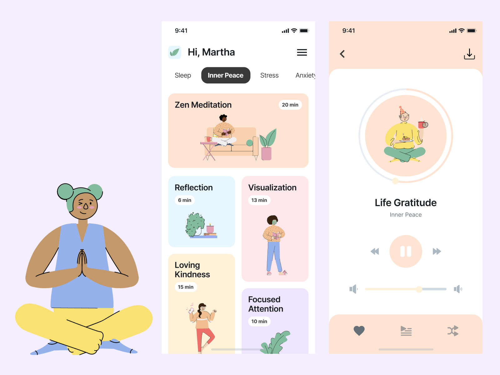 Meditation ios app by Anna (asol_design) on Dribbble