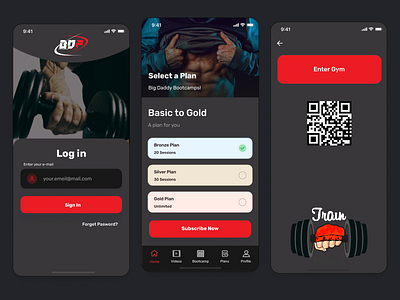 Fitness App For Gym - Big Daddy - IOS App dark mode design figma fitness fitness app gym app iosapp mobile app design mobile ui subscription ui uiuxdesign