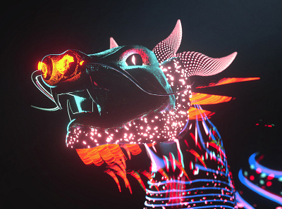 Jack 3d art c4d character digital art dragon east experimental fairy tale fantasy graphic design illustration music art neon oriental pattern video