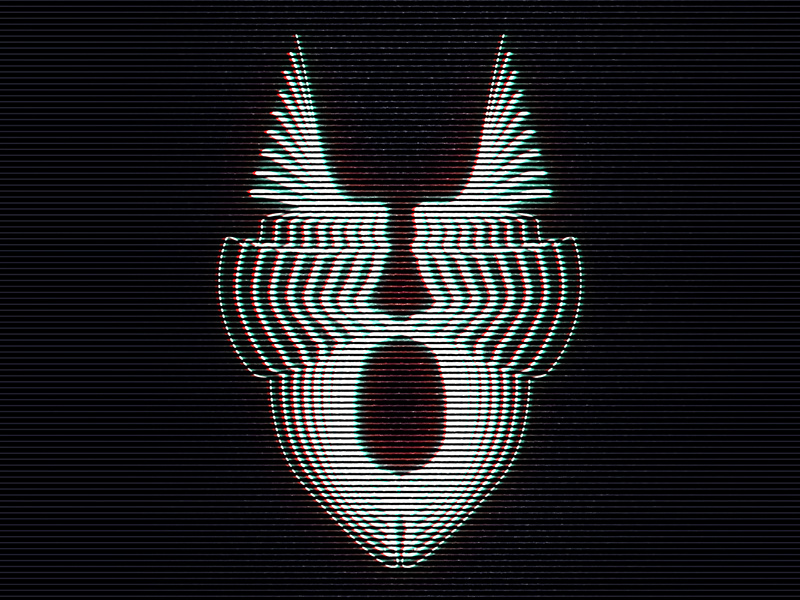 Beyond IV abstract art neon glow digital mask face experimental illustration crt monitor crt