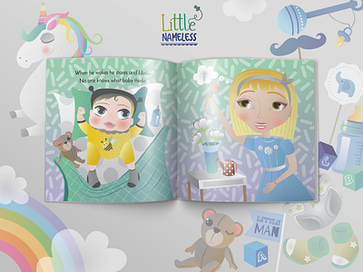 Little NAMELESS book baby baby announcement baby shower book children book cute illustration newborn vector illustration