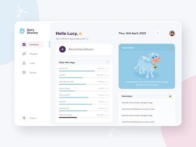 Dairy Director helps cafe managers track their milk usage app cafe coffee app dashboad figma figmaafrica landing page milk app milk dashboard ui uiux ux