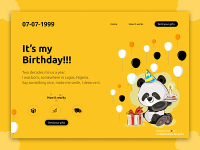 Landing Page for my birthday! animals ballons birthday cake figma figmaafrica gifts illustration landing page ui uiux ux