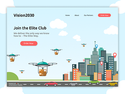 Futuristic design for delivery system in 2030 africa delivery drones figma figmaafrica illustration landing page technology ui uiux ux world