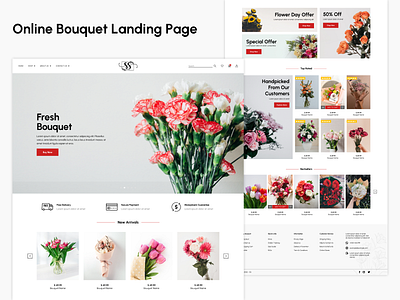 Online Bouquet Landing Page bouquet design flowers graphic design landing page ronak rony8886 ui ux vania website